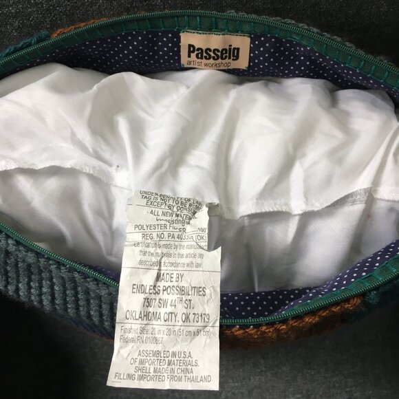 Handmade Tunisian Crocheted Multi-Colored Square Checkerboard Accent Pillow - Picture 8 of 16